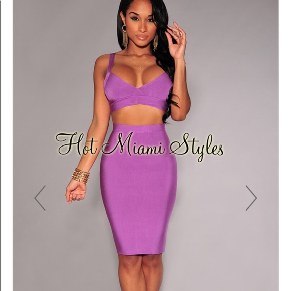 Hot Miami Styles Dresses & Skirts - Hot Miami Styles Lavender Bandage Two Piece Set